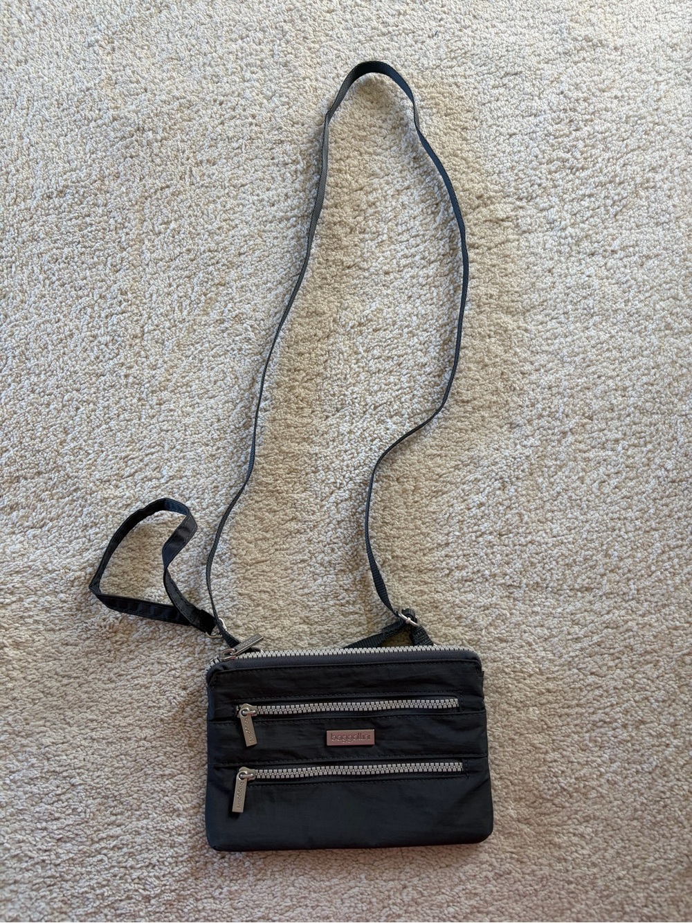 New-Black Nylon Crossbody with Dual Zip Pockets